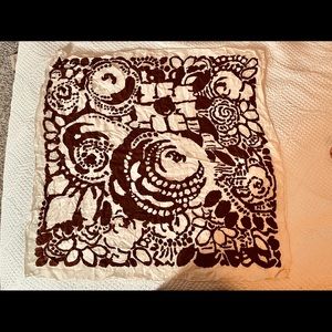 Vintage brown and white silk scarf.